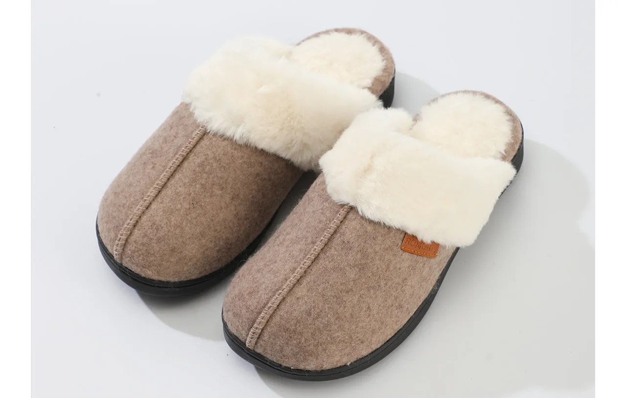 Roxoni Women's Winter House Fuzzy Fluffy Furry Cozy Clog Slipper