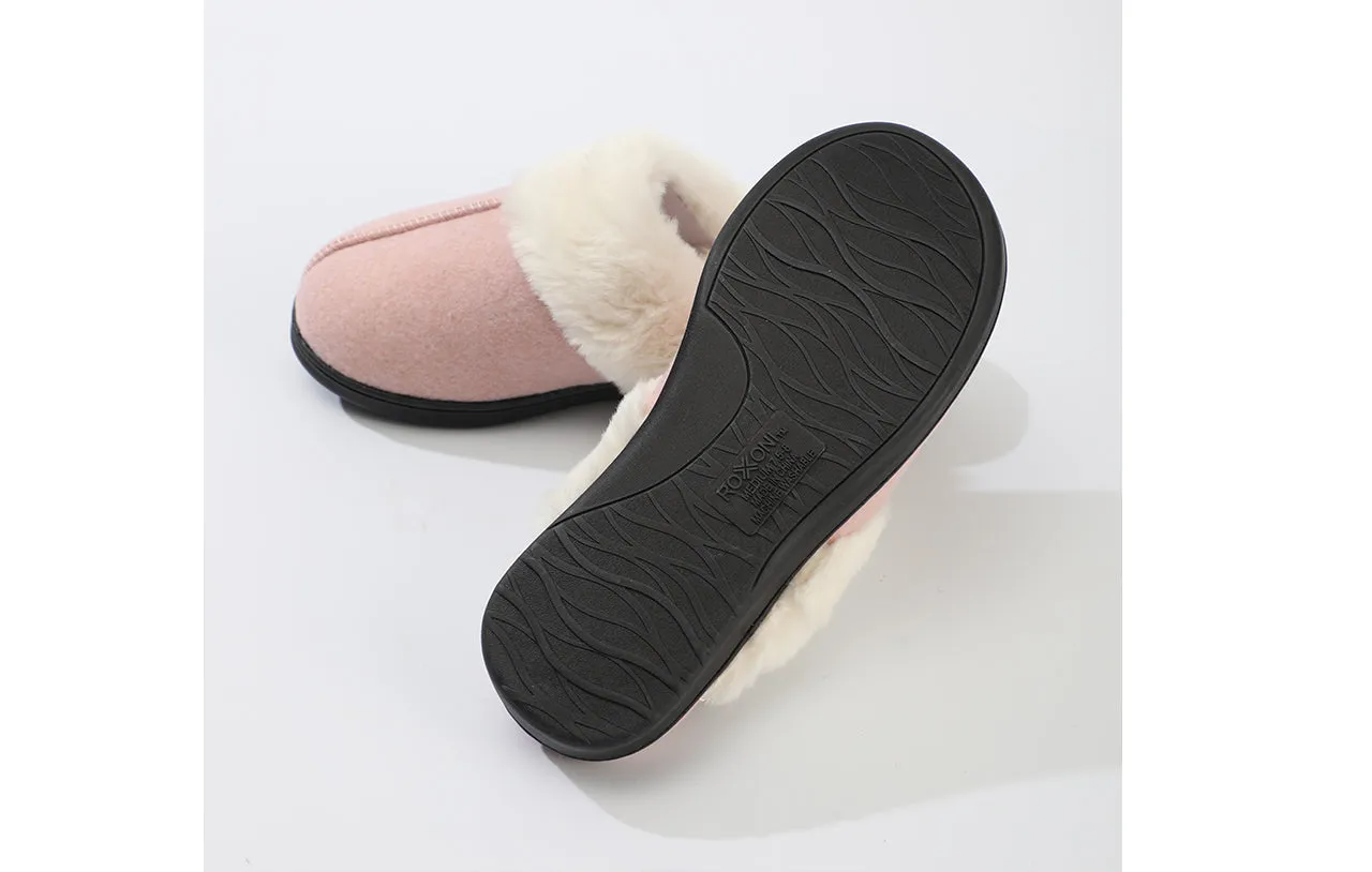 Roxoni Women's Winter House Fuzzy Fluffy Furry Cozy Clog Slipper