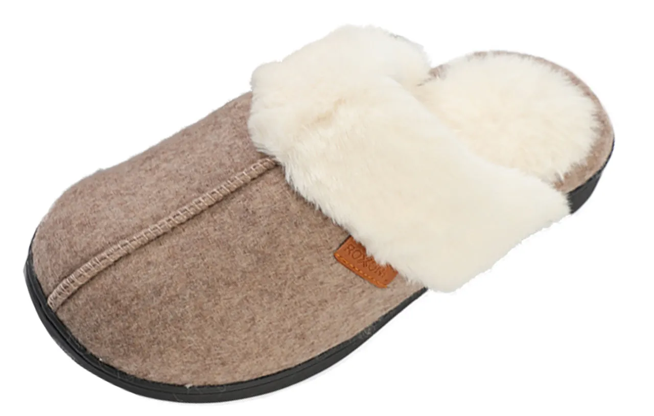 Roxoni Women's Winter House Fuzzy Fluffy Furry Cozy Clog Slipper