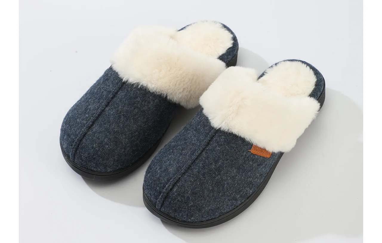 Roxoni Women's Winter House Fuzzy Fluffy Furry Cozy Clog Slipper