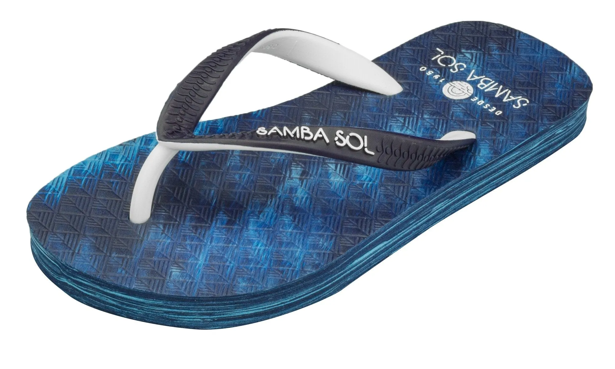 Samba Sol Kid's Beach Collection Flip Flops - Navy/White