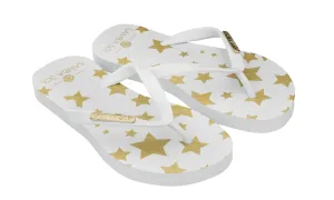 Samba Sol Kid's Fashion Collection Flip Flops - White Stars