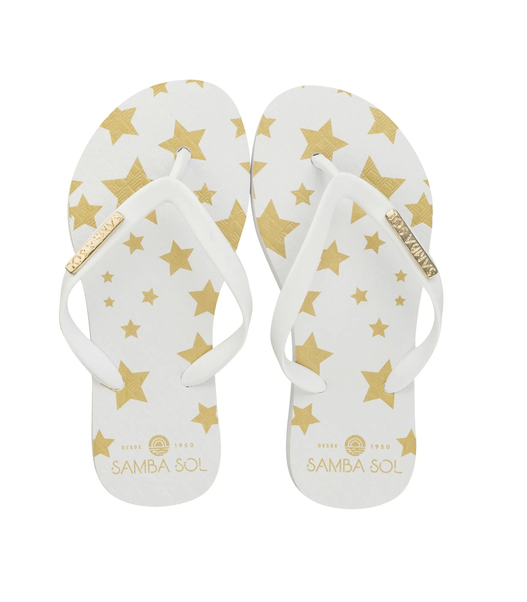 Samba Sol Kid's Fashion Collection Flip Flops - White Stars