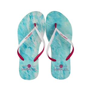 Samba Sol Women’s Beach Collection Flip Flops - Light Pink/Blue