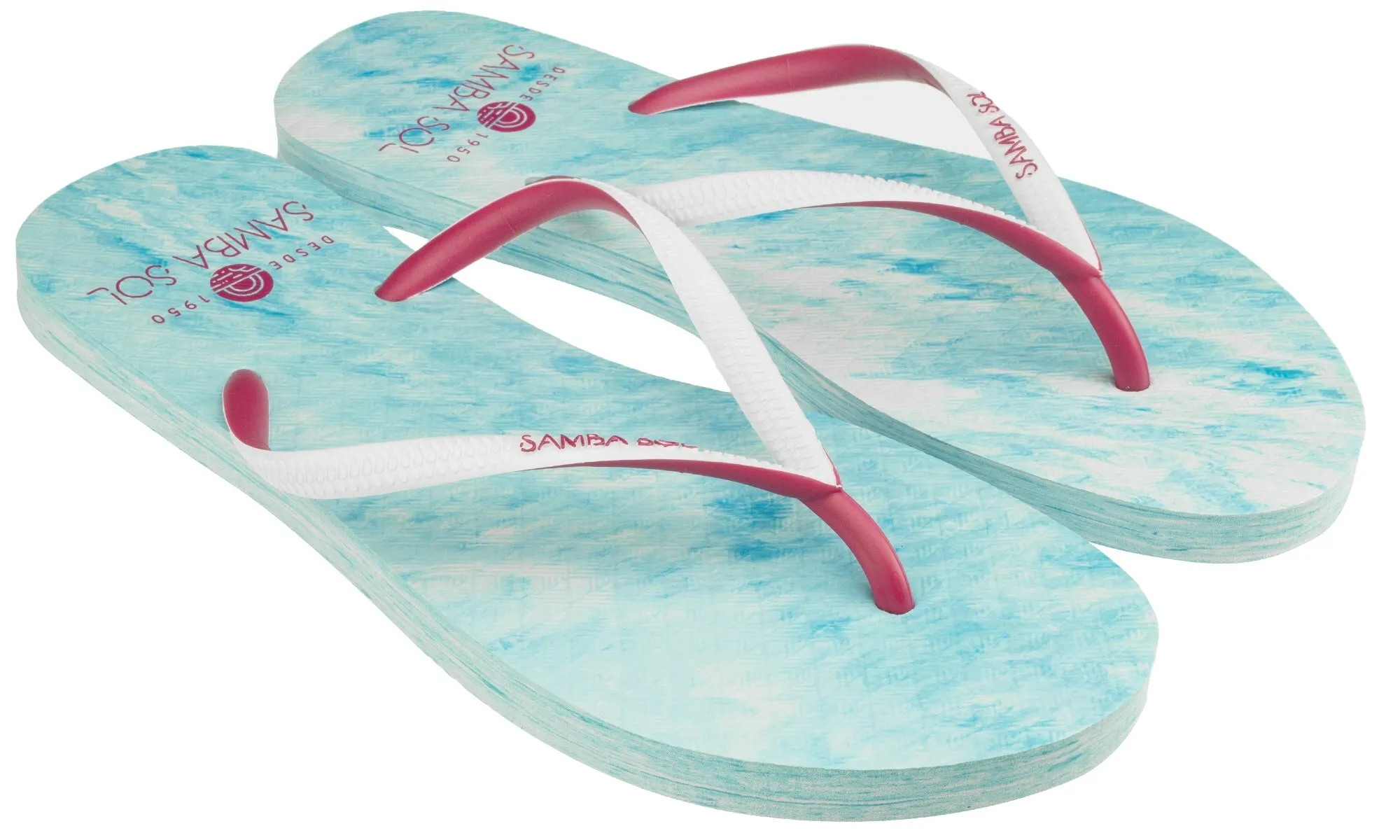 Samba Sol Women’s Beach Collection Flip Flops - Light Pink/Blue