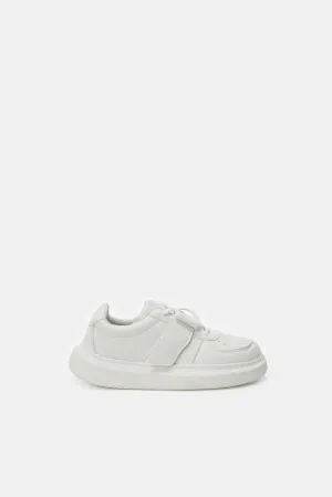 Senior Girls White Velcro Sneakers