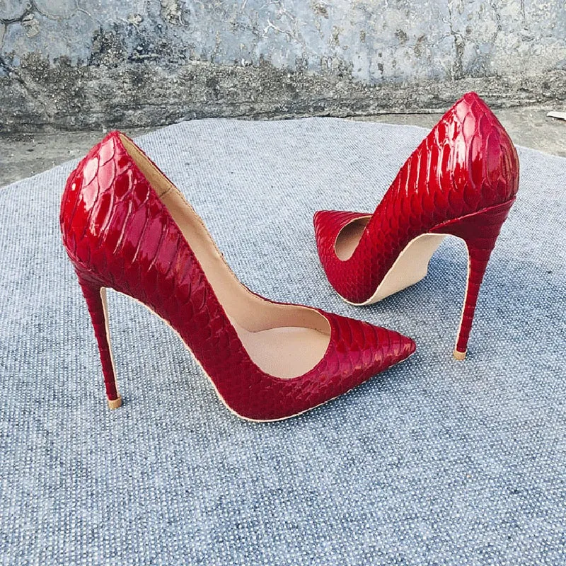 SerpentChic Glossy Pointed Toe Stiletto Pumps