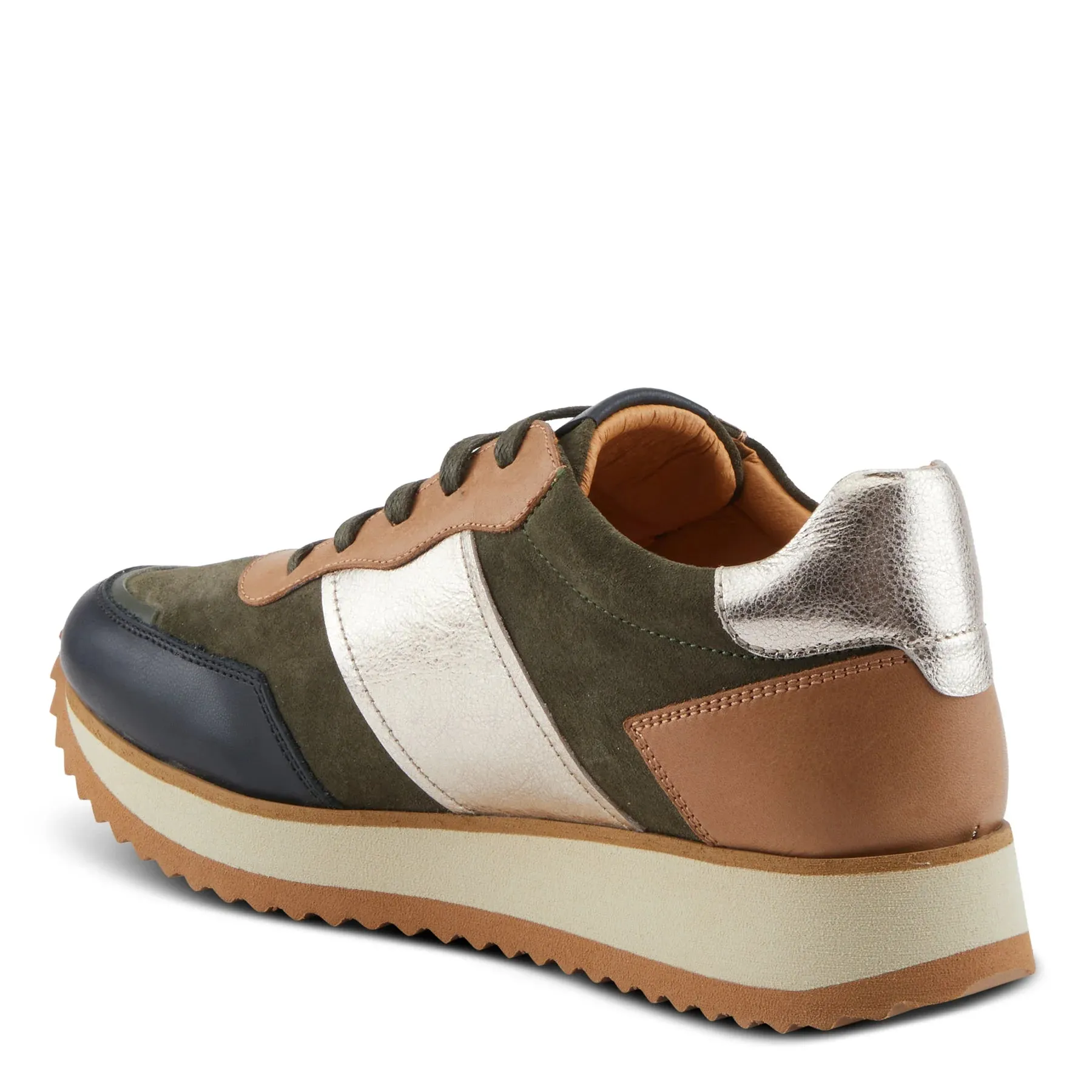 Spring Step Compter Sneaker - Olive Suede