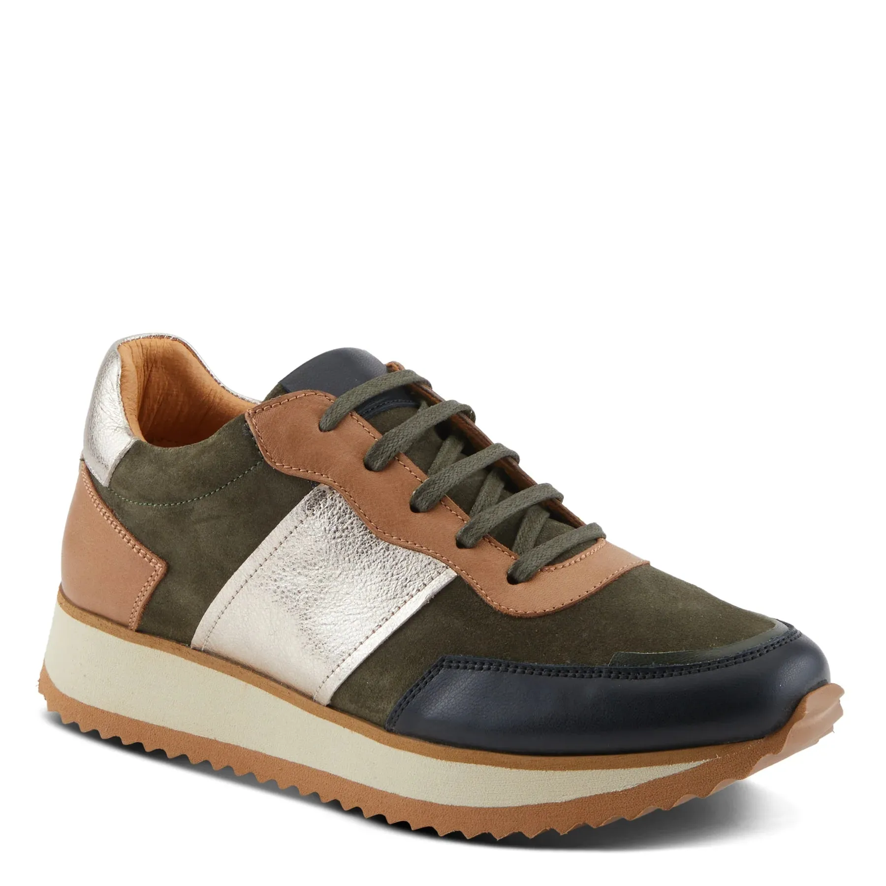 Spring Step Compter Sneaker - Olive Suede