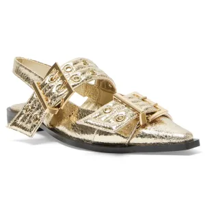 Suzie Flat in Gold Crinkle