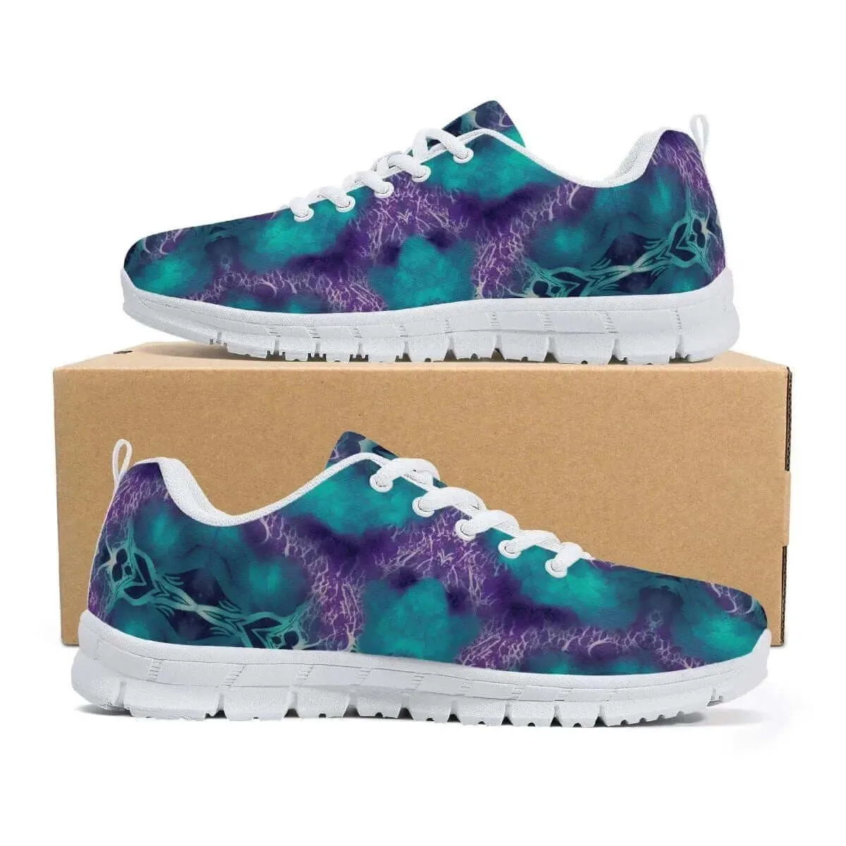 Teal and Purple Men's Running Shoes