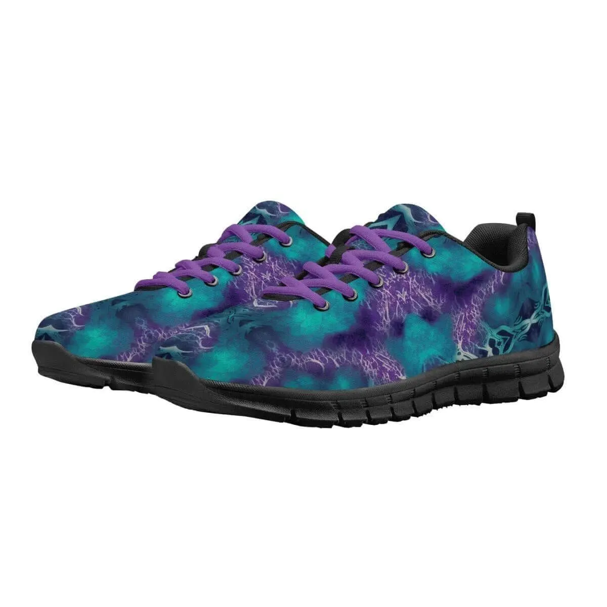 Teal and Purple Men's Running Shoes