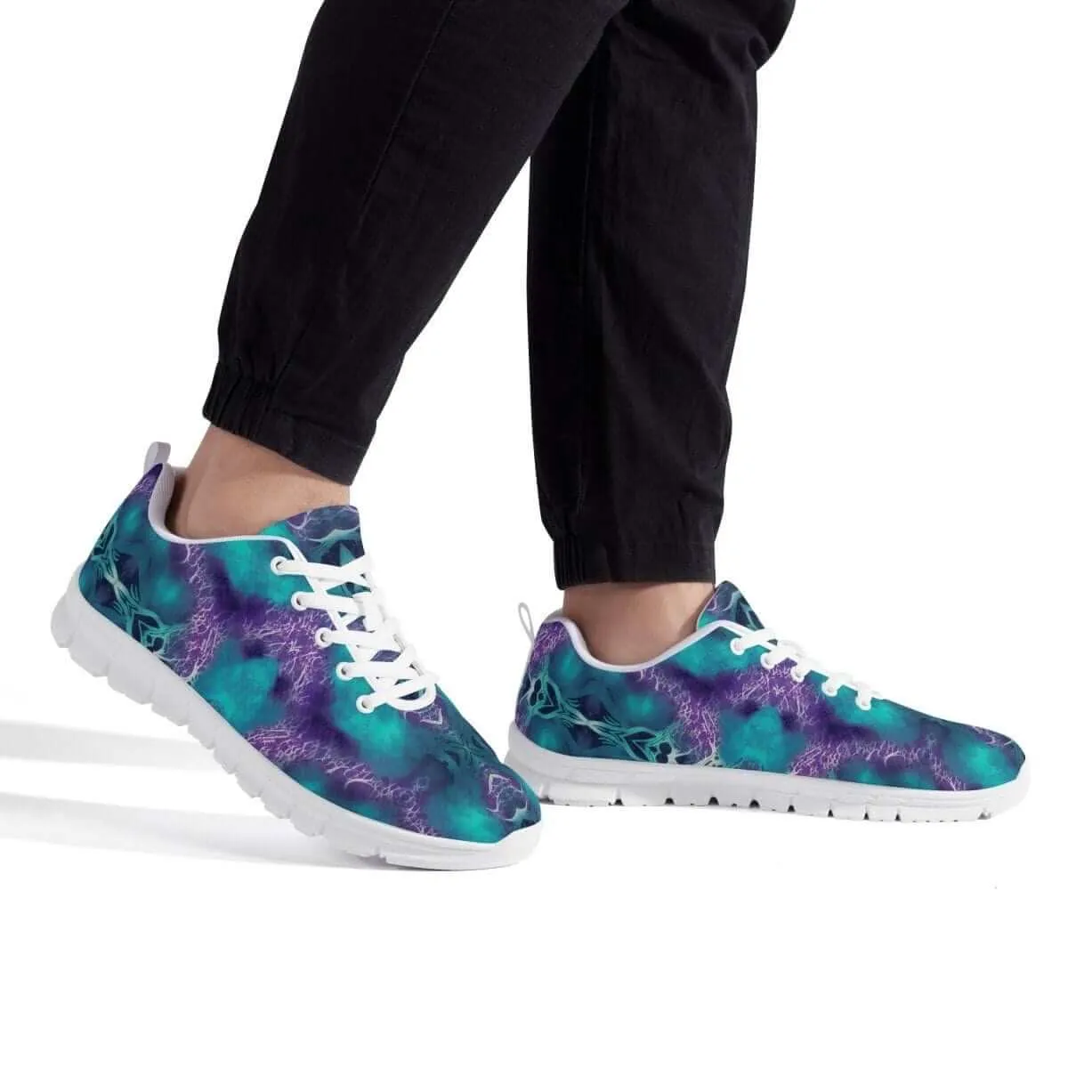 Teal and Purple Men's Running Shoes