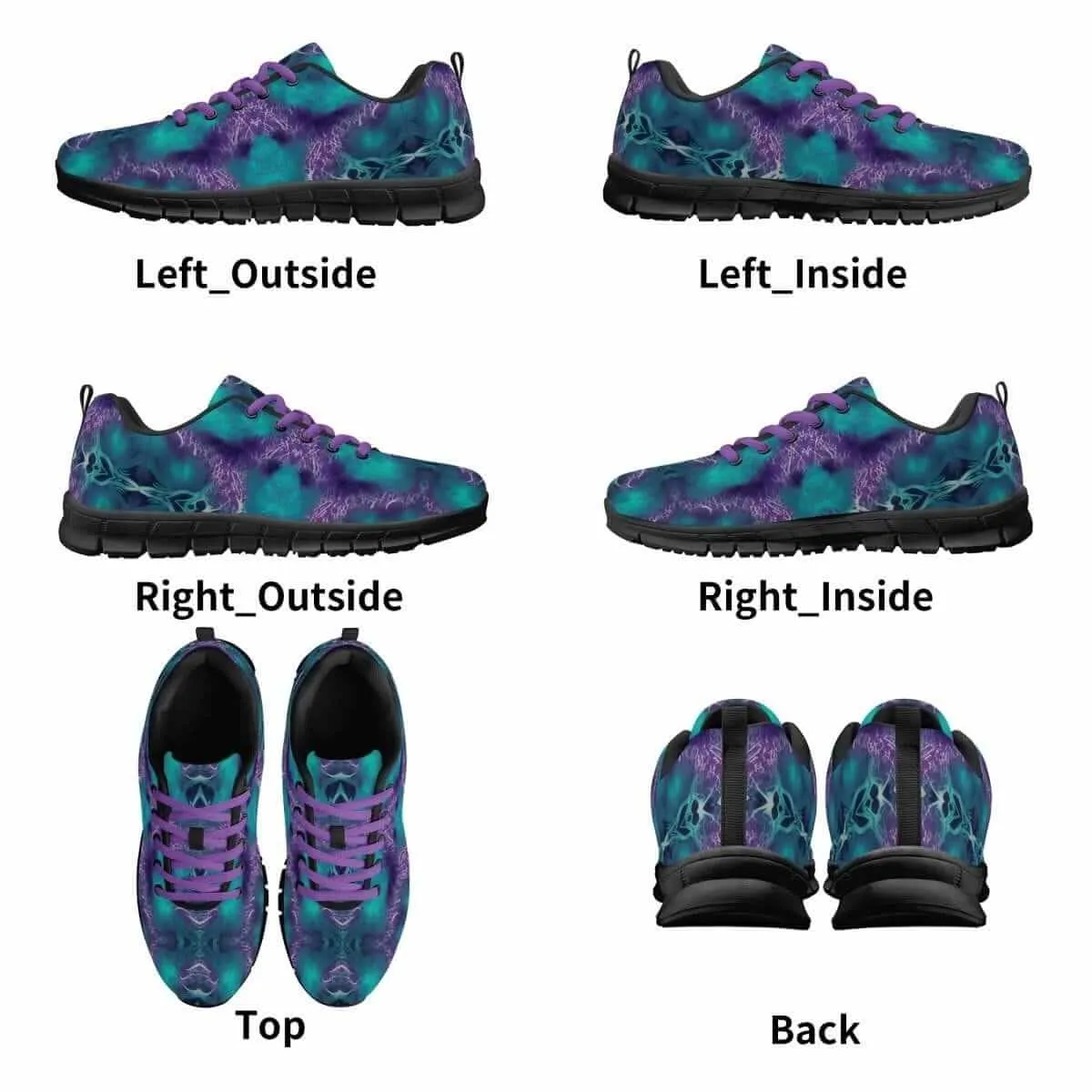 Teal and Purple Men's Running Shoes