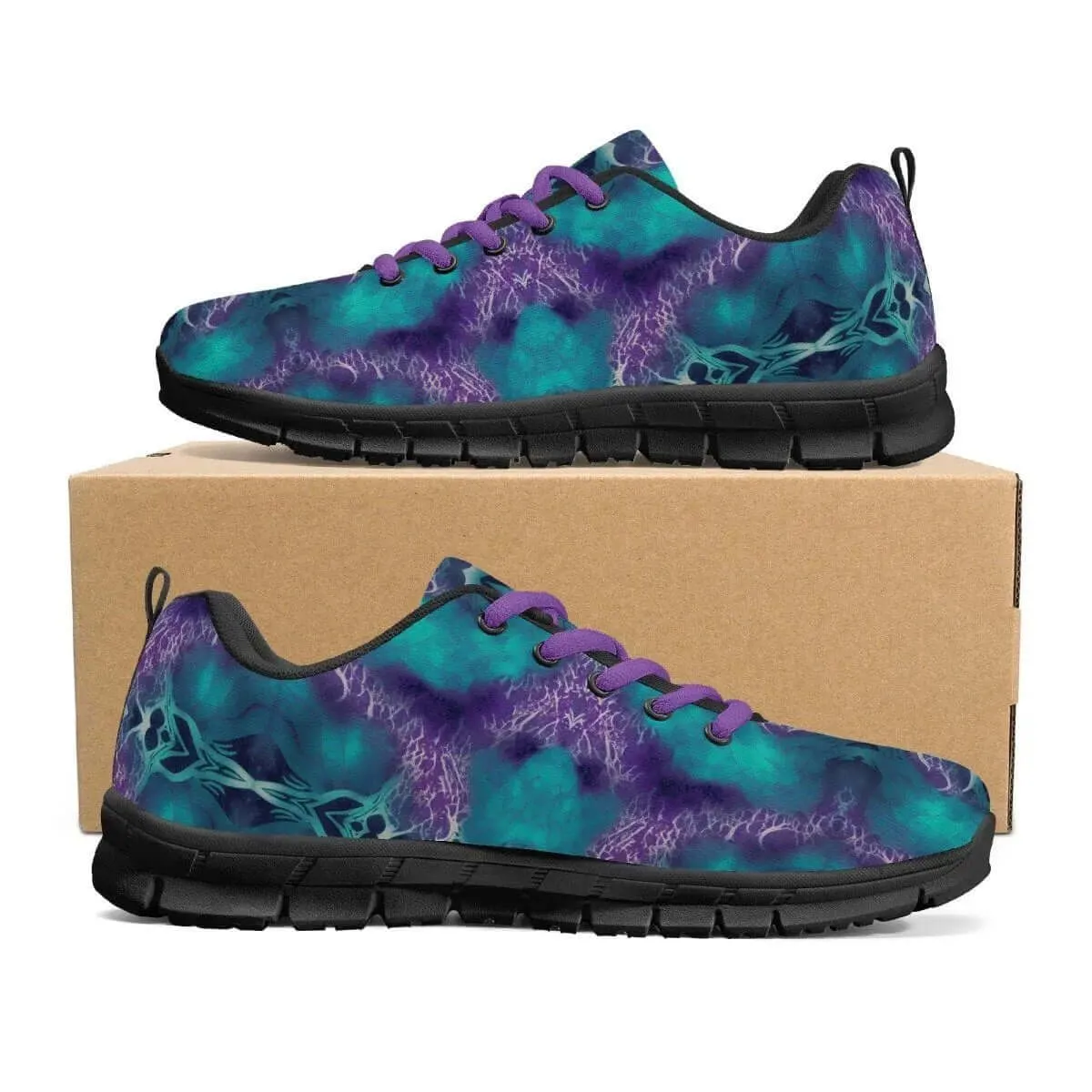 Teal and Purple Men's Running Shoes