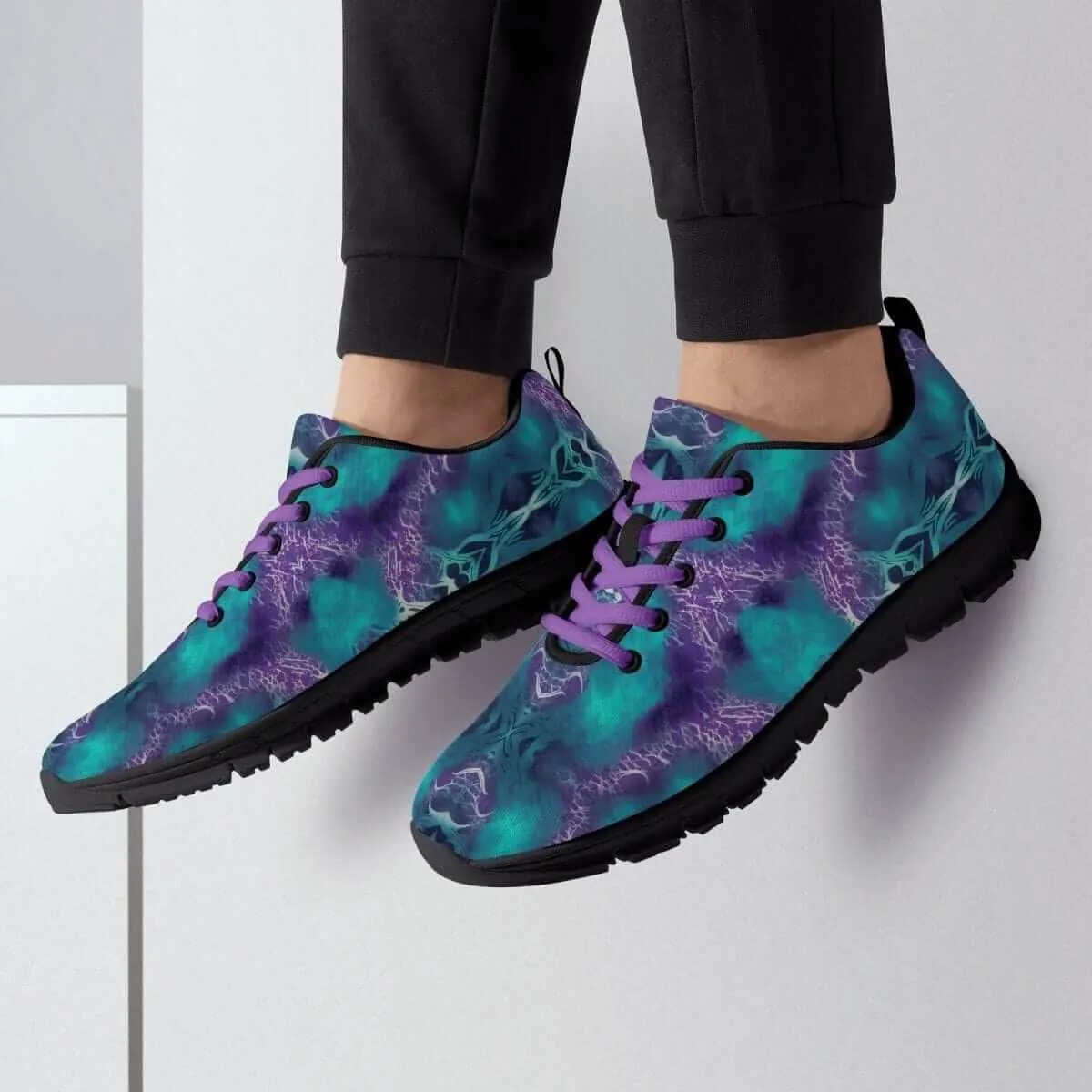 Teal and Purple Men's Running Shoes