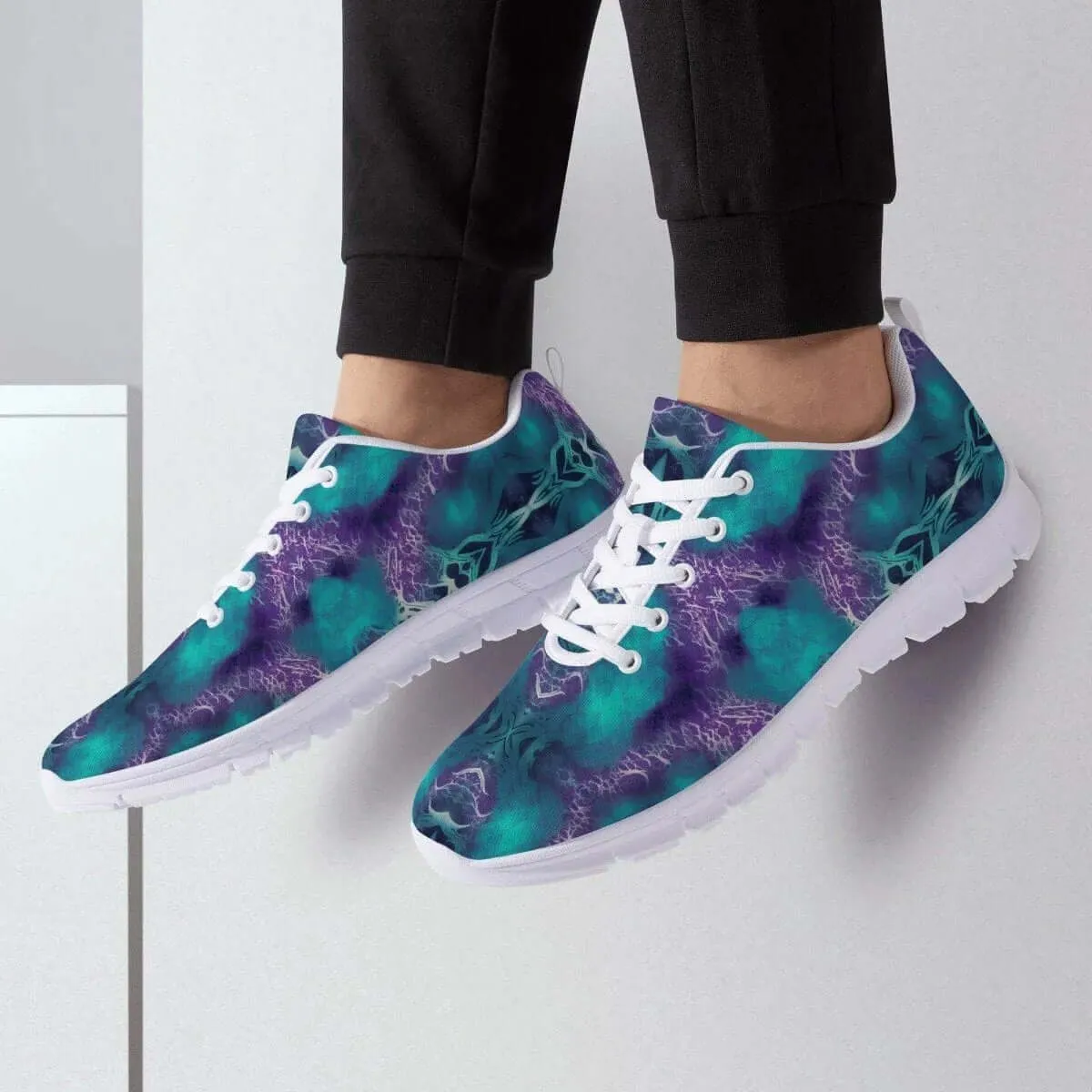 Teal and Purple Men's Running Shoes