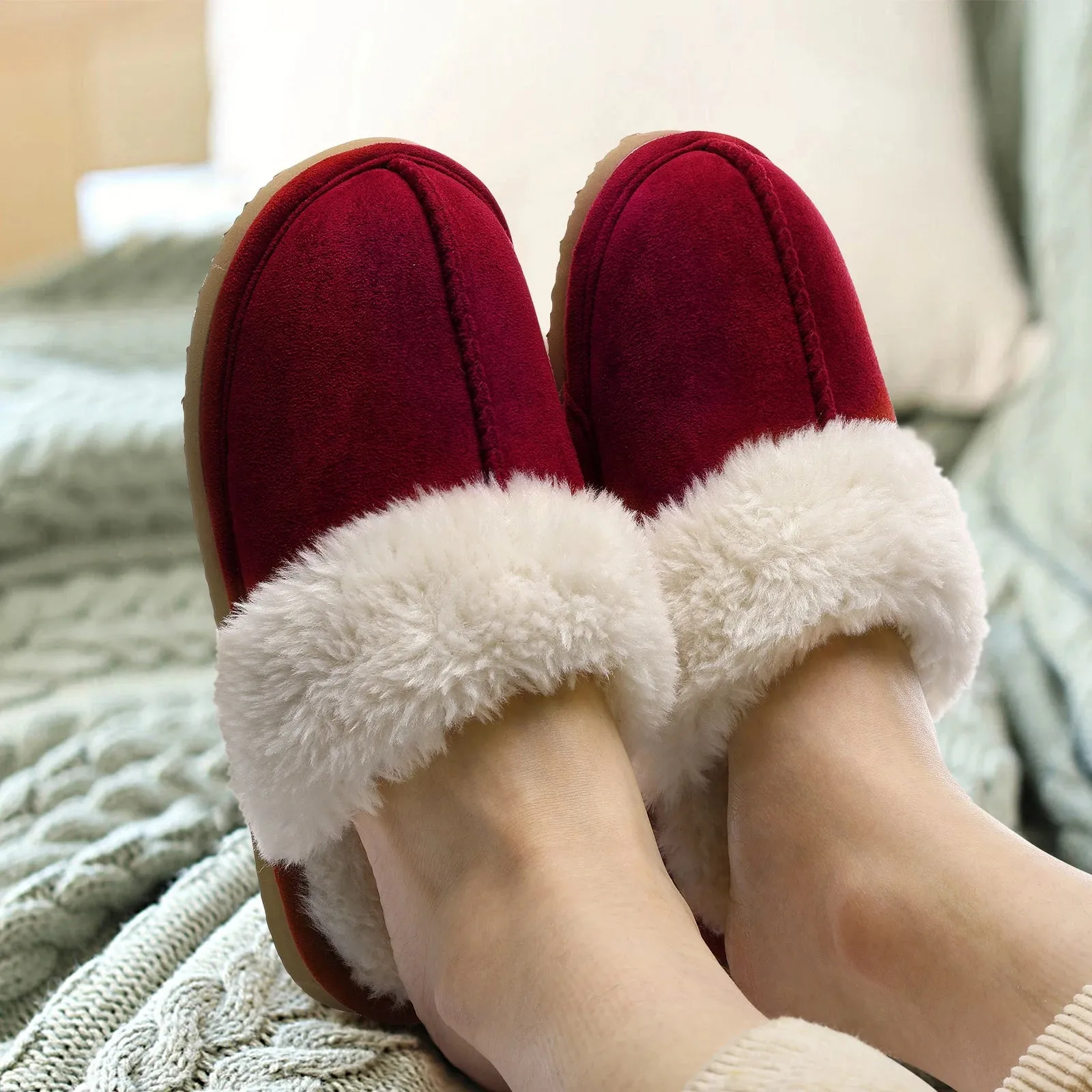 UGG Fuzzy Slippers Women's Men's Premium Sheepskin Scuffs