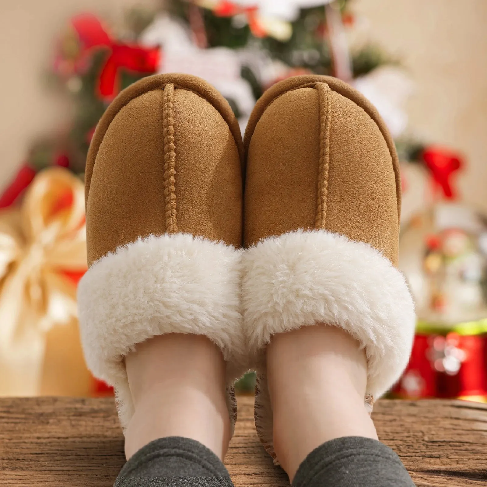 UGG Fuzzy Slippers Women's Men's Premium Sheepskin Scuffs