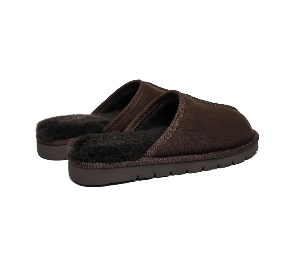 UGG Slippers Men Sheepskin Wool House Scuff Slippers Mosley