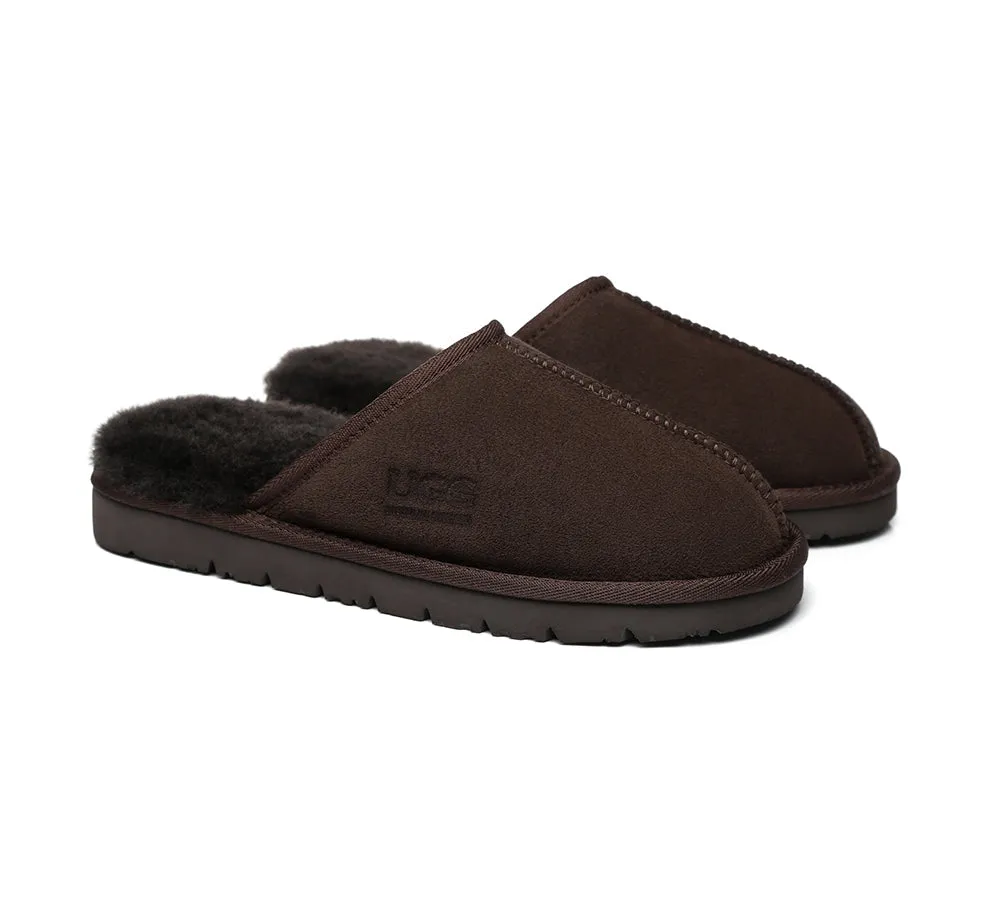 UGG Slippers Men Sheepskin Wool House Scuff Slippers Mosley