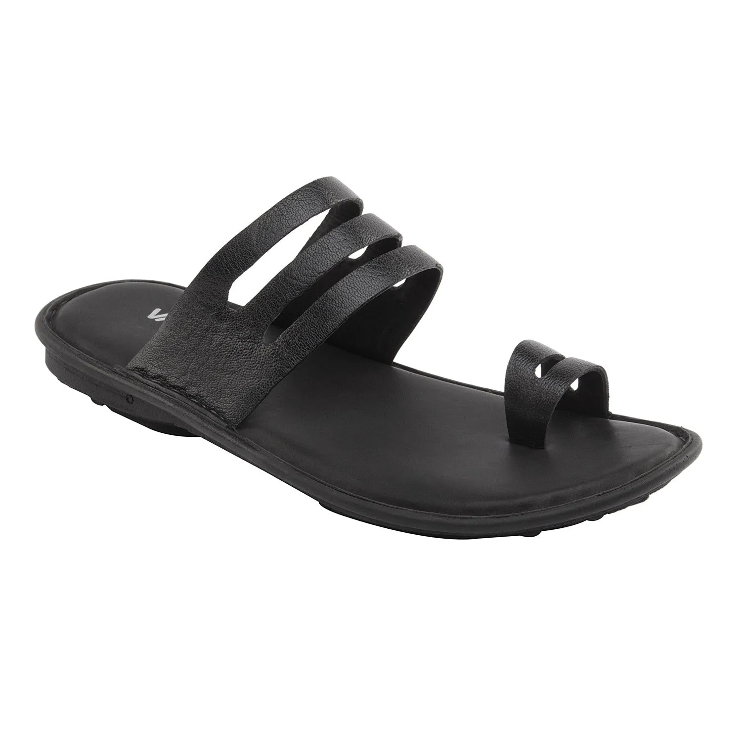 Vardhra Men 100% Genuine Leather - Thong Sandals / Slippers - Black