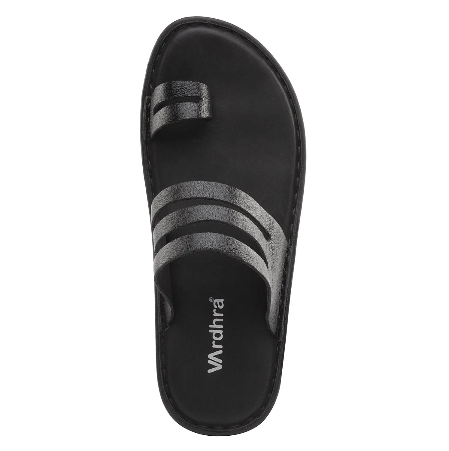 Vardhra Men 100% Genuine Leather - Thong Sandals / Slippers - Black