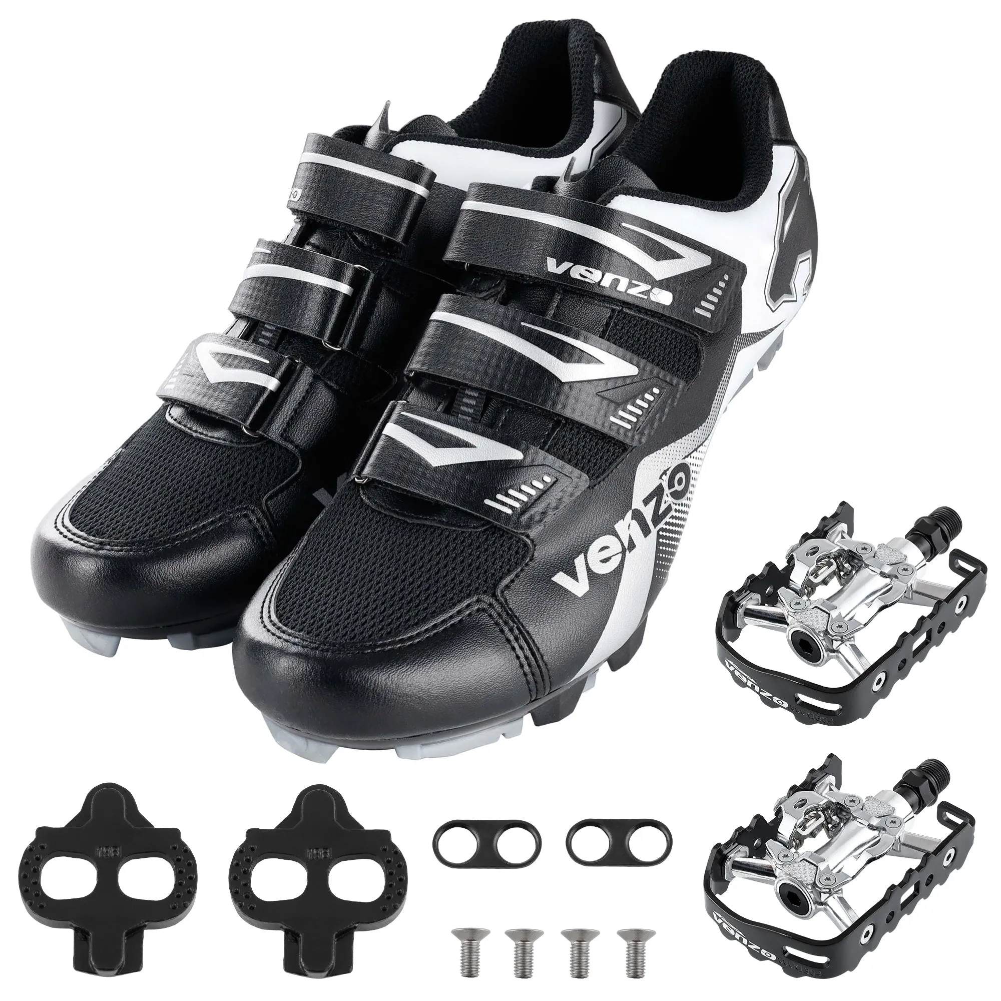 Venzo Men's Mountain Bike Bicycle Cycling Shoes with Multi-Function Clip-less Pedal & Cleat - Compatible with Shimano SPD & Crankbrother Systems - 10.5 US Men