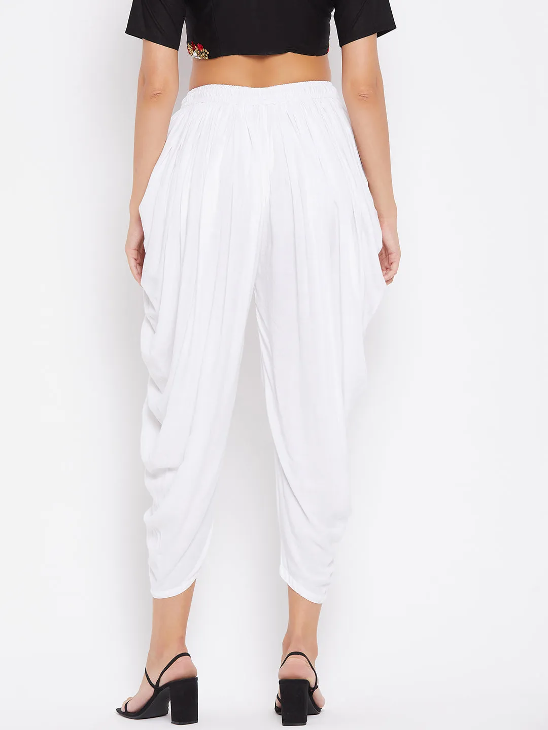 Women White Rayon Dhoti Salwar