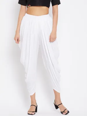 Women White Rayon Dhoti Salwar