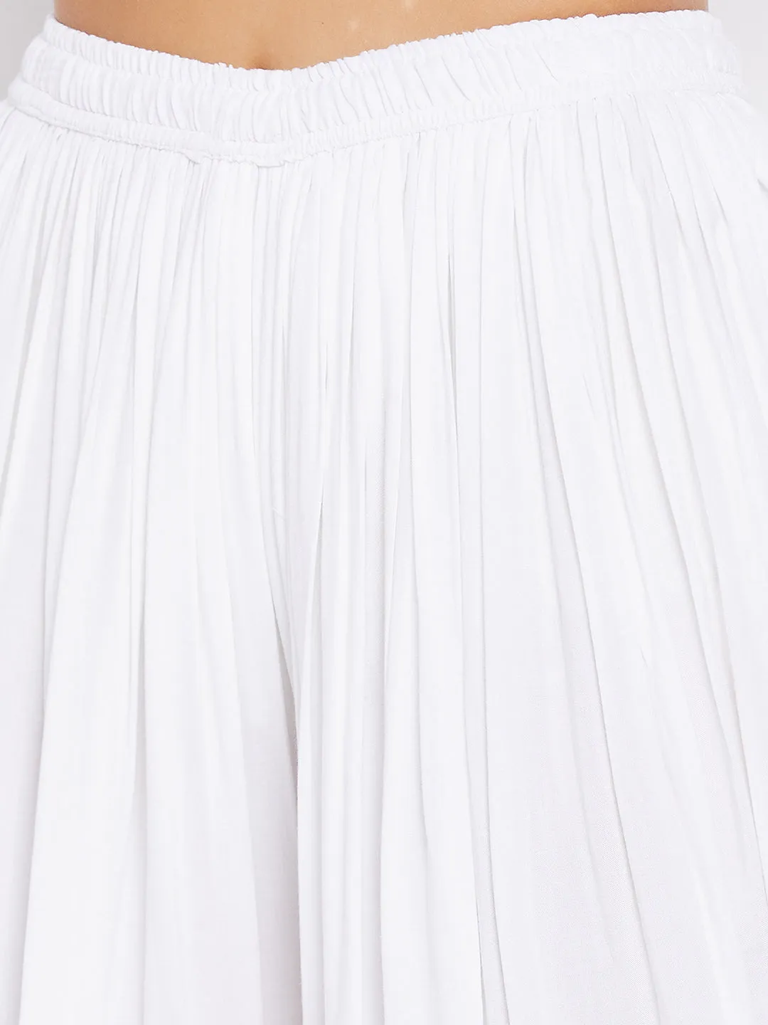 Women White Rayon Dhoti Salwar