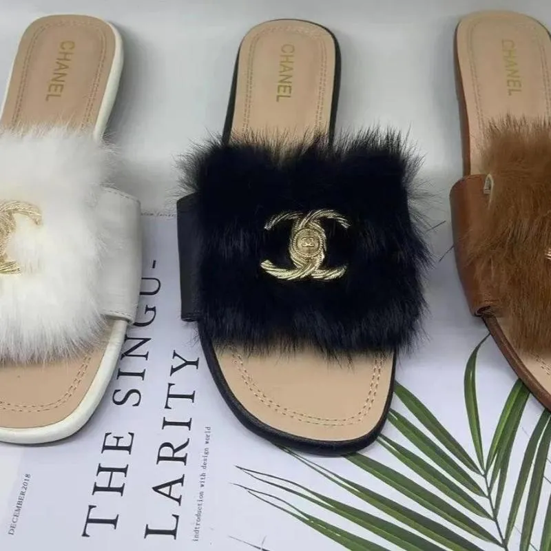 Women's Fashion Design Fur Slide Sandals