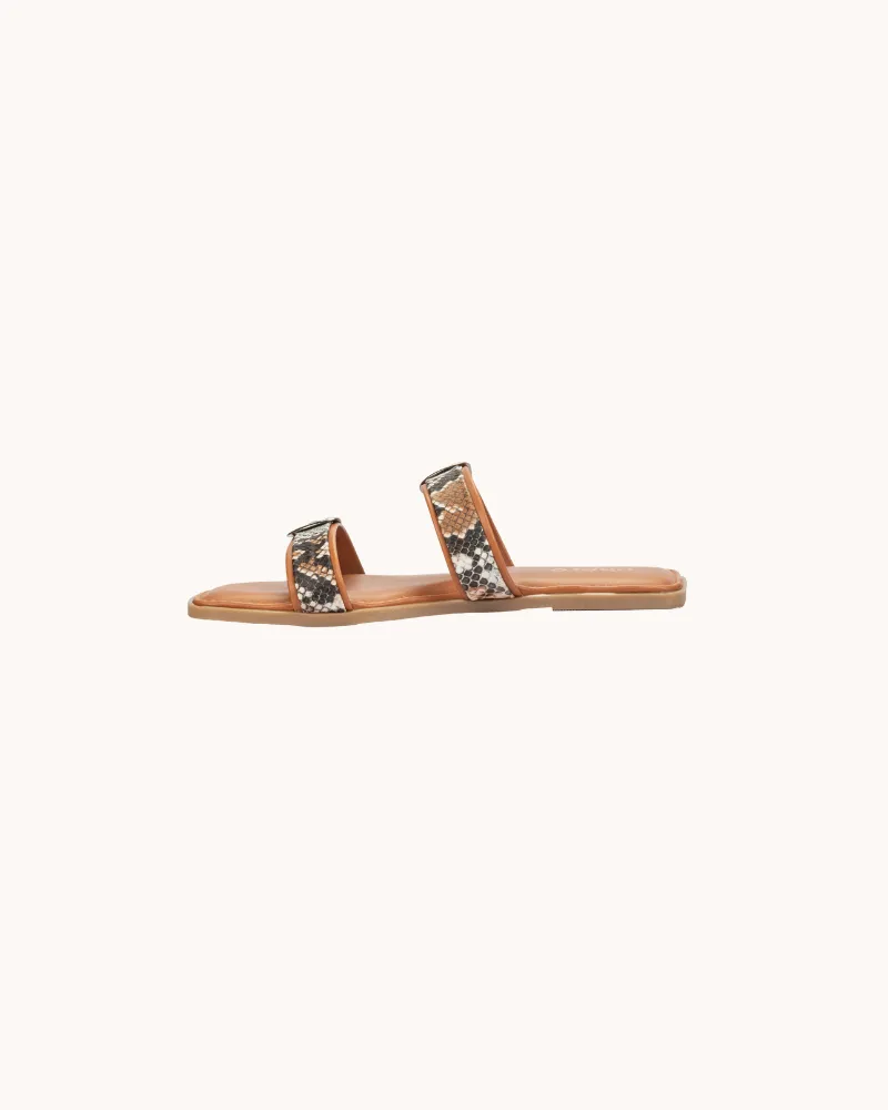 Women's Tan Casual Double Buckle Strap Flats