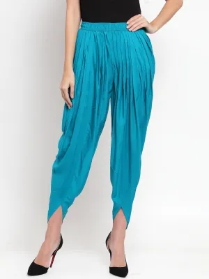 Women'S Turquoise Blue Rayon Dhoti Salwar