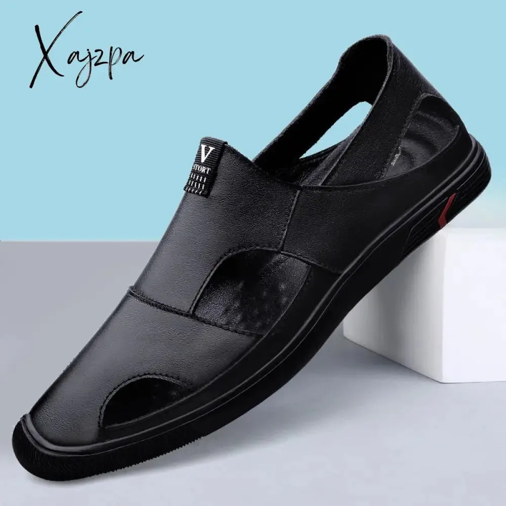 Xajzpa - Genuine Leather Men Casual Shoes Luxury Sandals Mens Loafers Moccasins Breathable Slip on Driving White Shoe Man Breathable