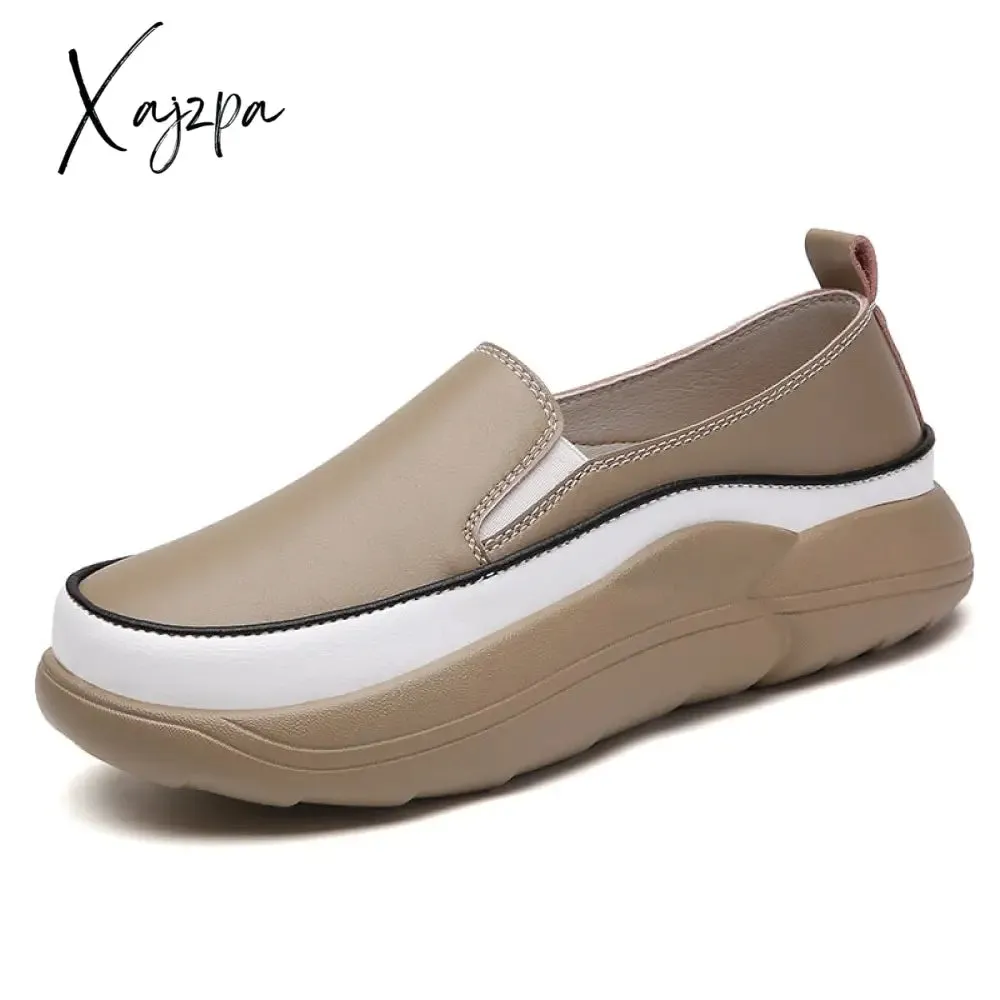 Xajzpa - Women Flats Loafers Breathable Moccasins Female Boat Shoes Fashion Ladies Platform Slip-on White Soft Casual Shoes Zapatos Mujer